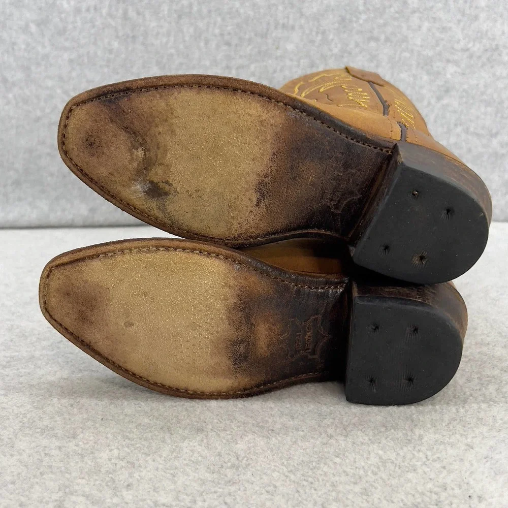 Old West Brown Leather Kids Cowboy Boots